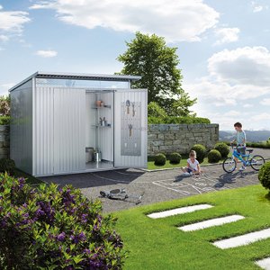 Biohort Zahradní domek AVANTGARDE ECO A5, stříbrná metalíza, dvoukřídlé dveře