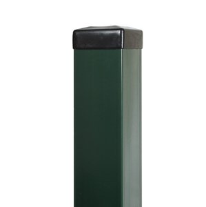 Plotové sloupky hranaté 60x60x4000x1,5 Zn + PVC zelené s černou krytkou
