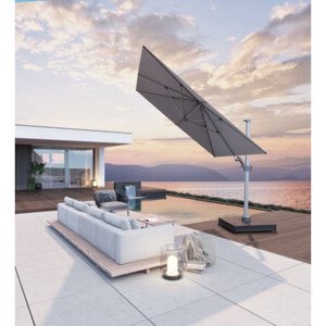 Luxusní výkyvný zahradní slunečník s boční tyčí Knirps KNIRPS 320 x 320 cm - šedý