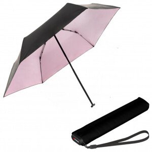 Lehký dámský skládací plochý deštník - Knirps US.050 BLACK WITH ROSE
