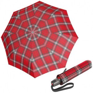 Elegantní dámský plně automatický deštník - Knirps T.200 CHECK RED'N NAVY