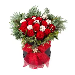 Vánoční krabička s růžemi Velký